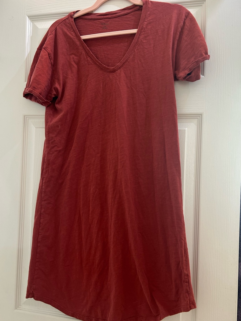 Daily Ritual V-Neck T-Shirt Dress in Deep Rust
